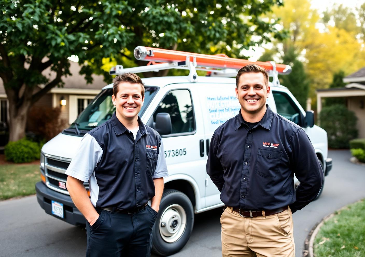 Pure Air Duct Cleaning technicians in front of service van